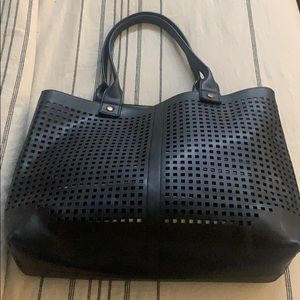 Black Faux Leather Computer Bag